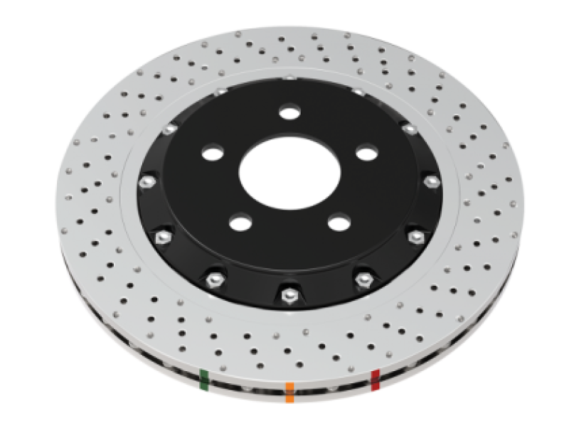 DBA 2022+ Volkswagen Golf R Mk8 5000 Series Cross Drilled &amp; Dimpled 2 Piece Front Brake Rotor