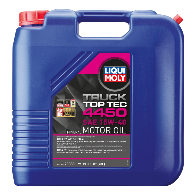 LIQUI MOLY 20L Top Tec Truck 4450 Motor Oil SAE 15W40