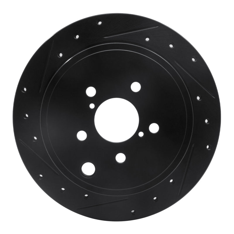 R1 10-25 Scion FR-S Rear Left Drilled &amp; Slotted Black Brake Rotor