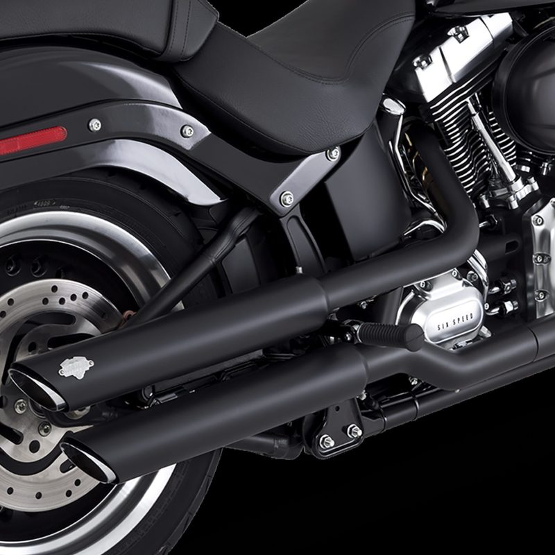 Vance &amp; Hines HD Softail 07-17 Fatboy Twin Slash Chrome Slip-On Exhaust