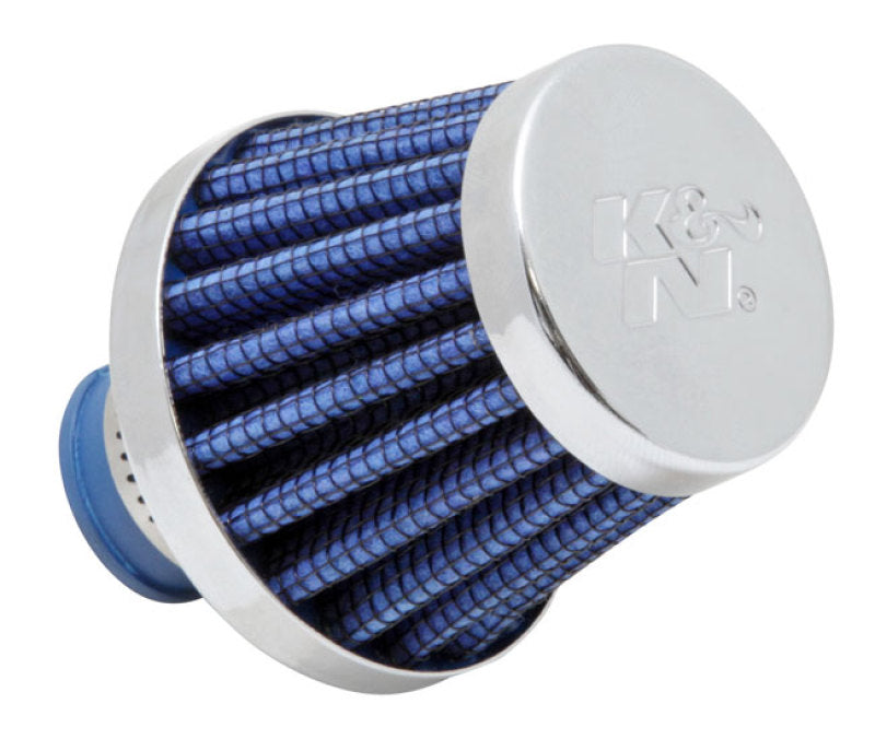 K&amp;N 2in Base OD x .375in Flange ID x 1.75in H Rubber Base Crankcase Vent Filter - Blue