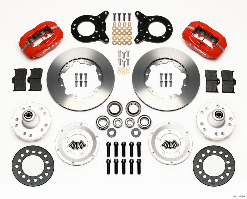 Wilwood Forged Dynalite Front Kit 11.00in Red 1970-1973 Mustang Disc &amp; Drum Spindle