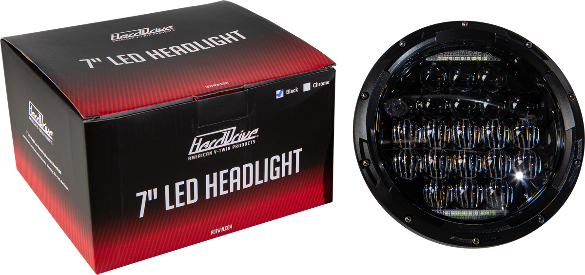 Led Headlight 7" 90w Black 3500/2400 Lumens