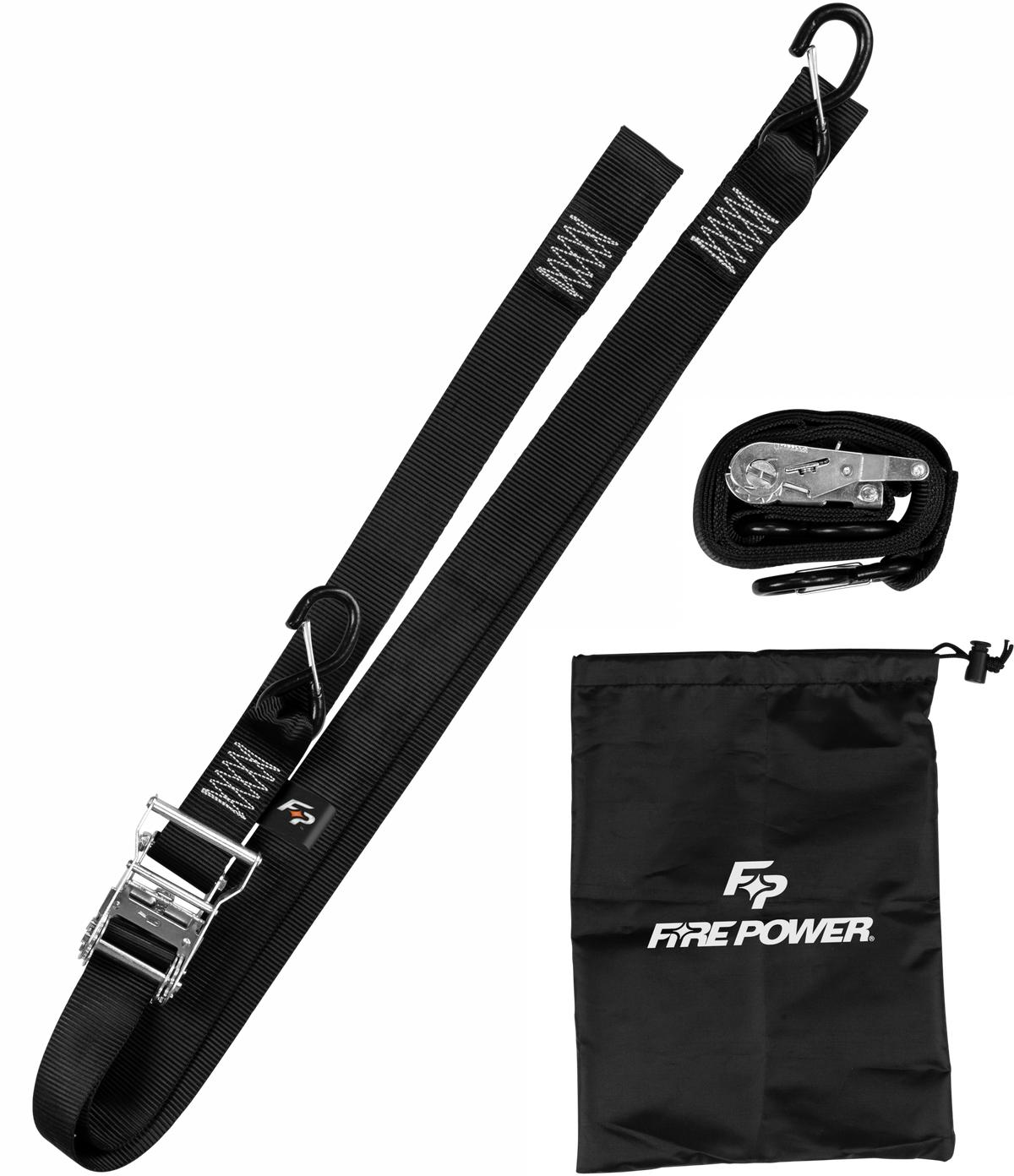 2&quot; Tie Down Ratchet W/Soft Tie 8&#39; Long Black 2/Pk