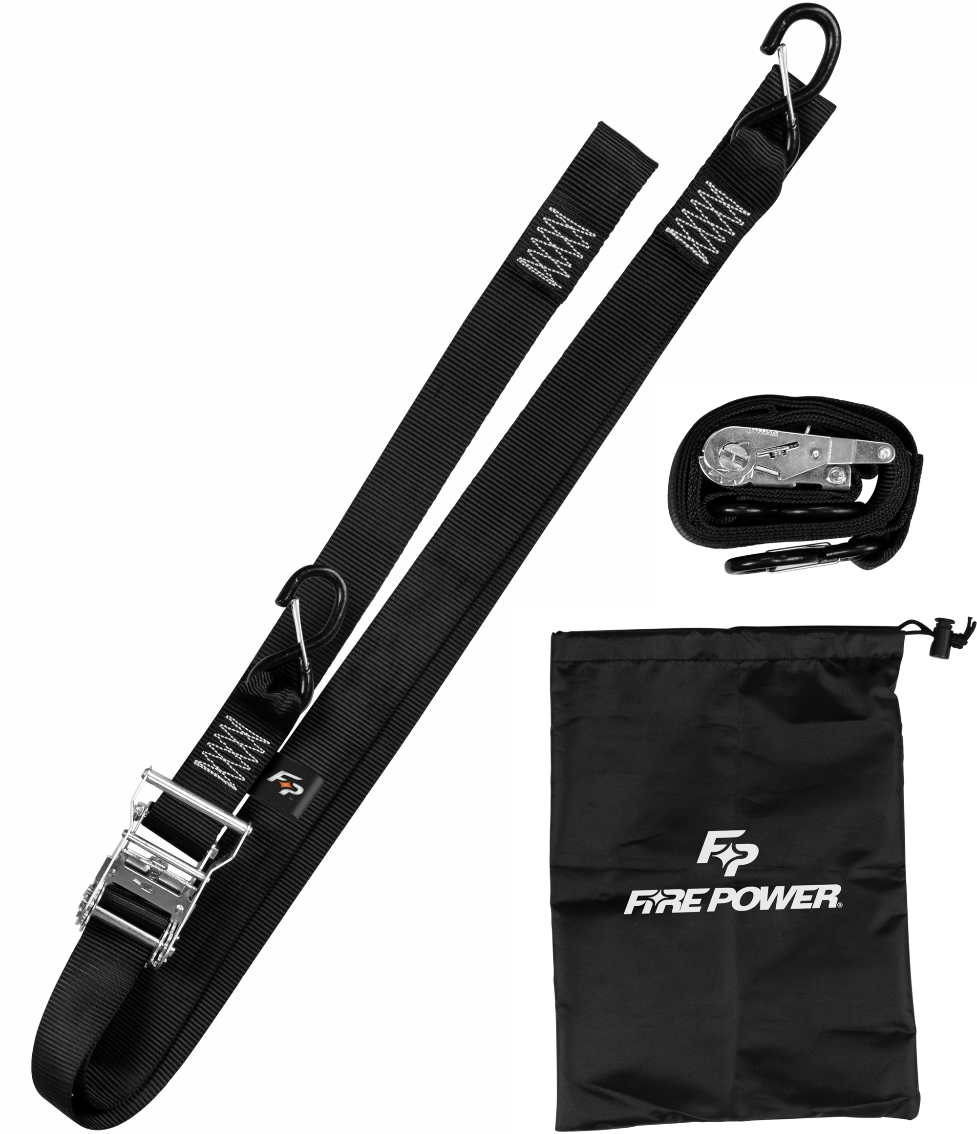 2" Tie Down Ratchet W/Soft Tie 8' Long Black 2/Pk