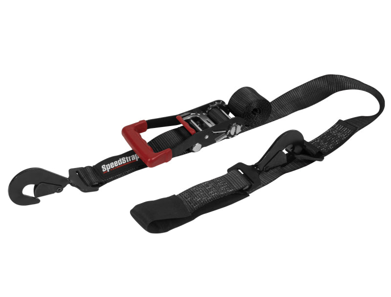 SpeedStrap 2In x 10Ft Ratchet Tie Down w/ Twisted Snap Hooks &amp; Axle Strap Combo - Black