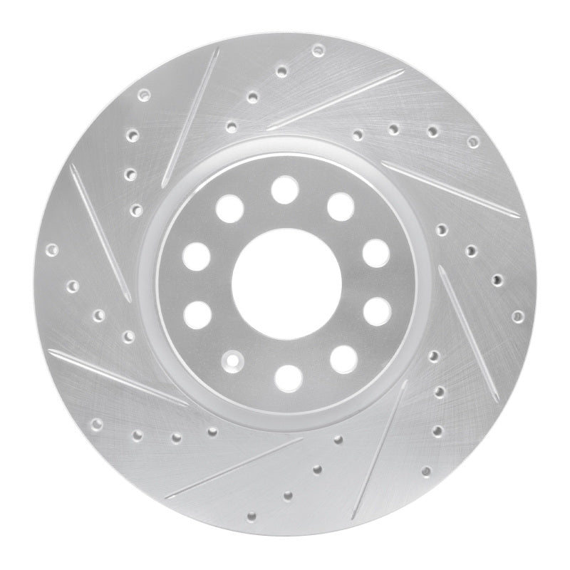 R1 05-25 Audi Q3 Front Left Drilled &amp; Slotted Silver Brake Rotor