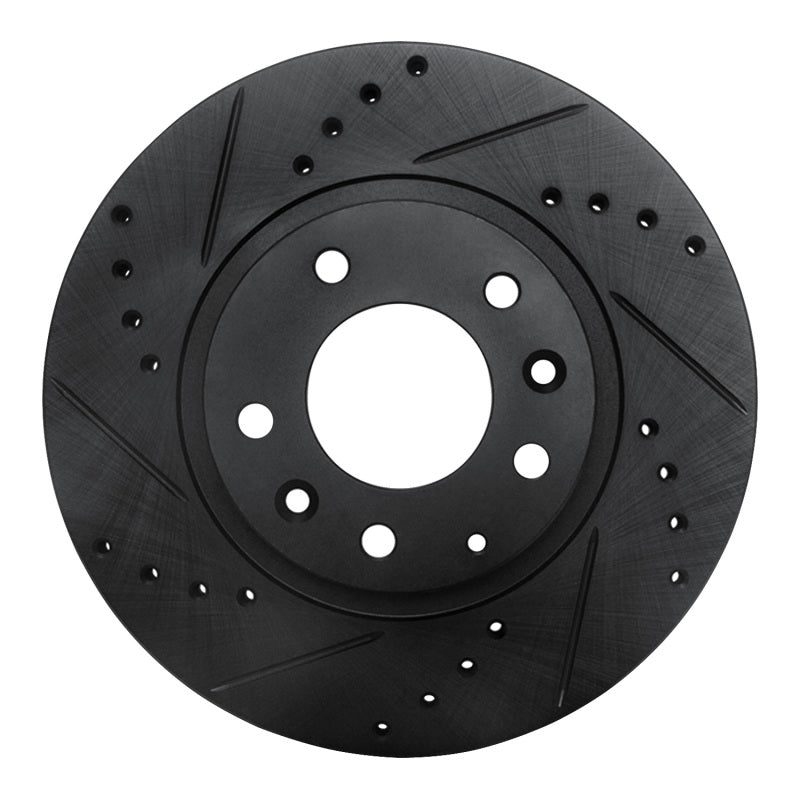 R1 06-15 Mazda MX-5 Miata Front Left Drilled &amp; Slotted Black Brake Rotor