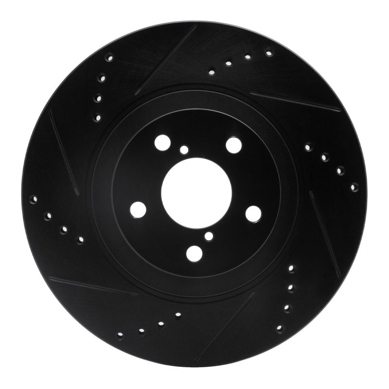 R1 04-25 Scion FR-S Front Left Drilled &amp; Slotted Black Brake Rotor