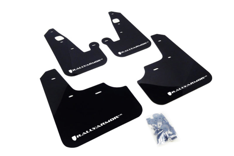 Rally Armor 07-17 Mitsubishi Lancer Basic Black Mud Flap w/ Black Logo