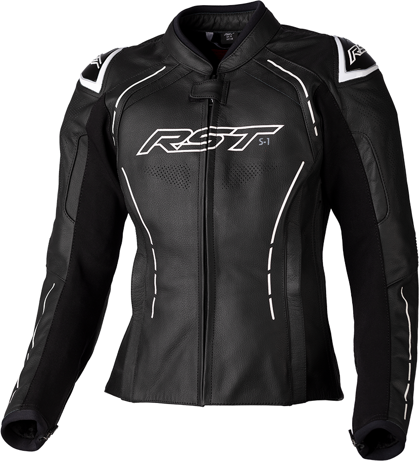 Ladies S1 Ce Jacket Black/White Leather Lg