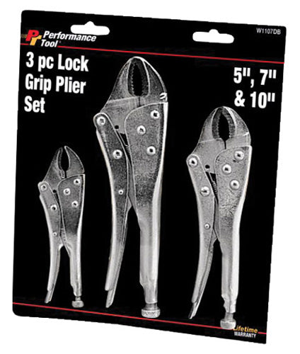 3PC LOCK GRIP PLIERS SET