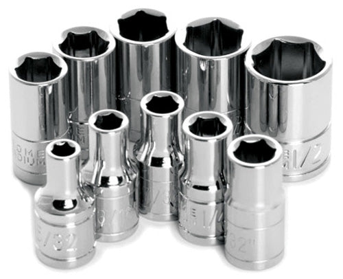 10PC 1/4&quot; DR 6PT SAE SOCKET SET