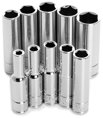 10PC 1/4&quot; DR 6PT MET DW SKT SET