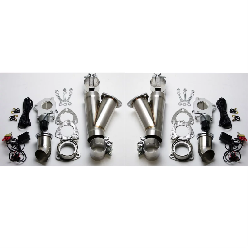 Granatelli 2.5in Aluminized Mild Steel Electronic Dual Exhaust Cutout System w/Slip Fit &amp; Band Clamp