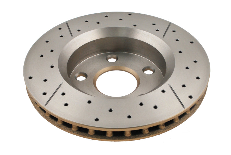DBA 07-17 Jeep Wrangler Front Drilled &amp; Slotted Street Series X-Gold Rotor