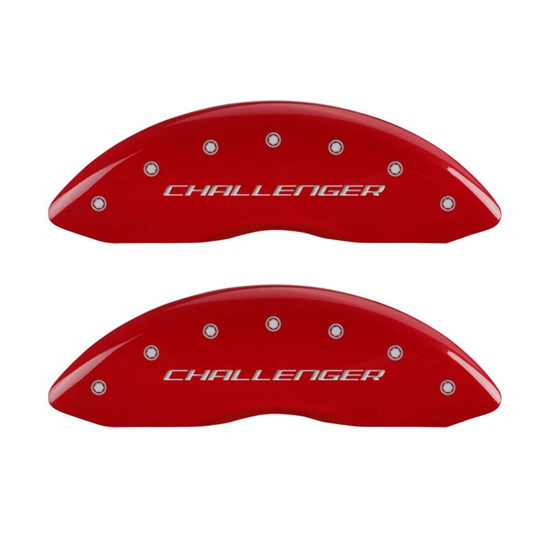 MGP 4 Caliper Covers Engraved Front &amp; Rear Block/Challenger Red finish silver ch