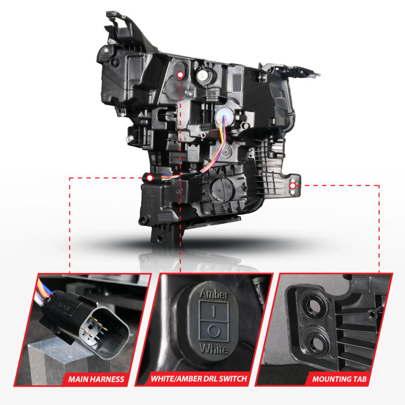 ANZO 21-23 Chevy Tahoe/Suburban LED Light Bar Style Headlights Black w/ Squential DRL (Left Side)