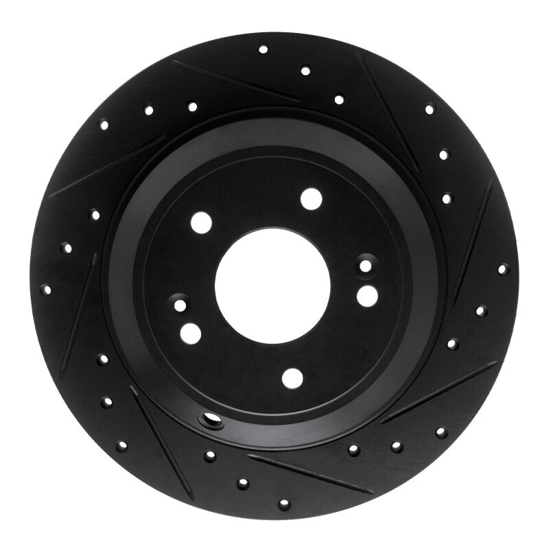 R1 18-23 Genesis G70 Rear Right Drilled &amp; Slotted Black Brake Rotor