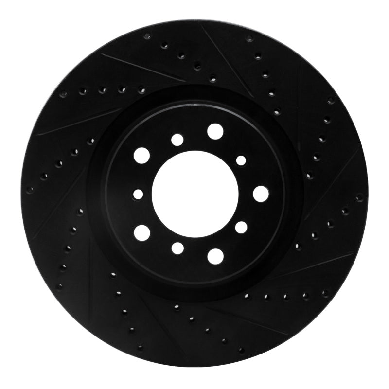 R1 01-06 BMW M3 Left Front Drilled &amp; Slotted Black Brake Rotor