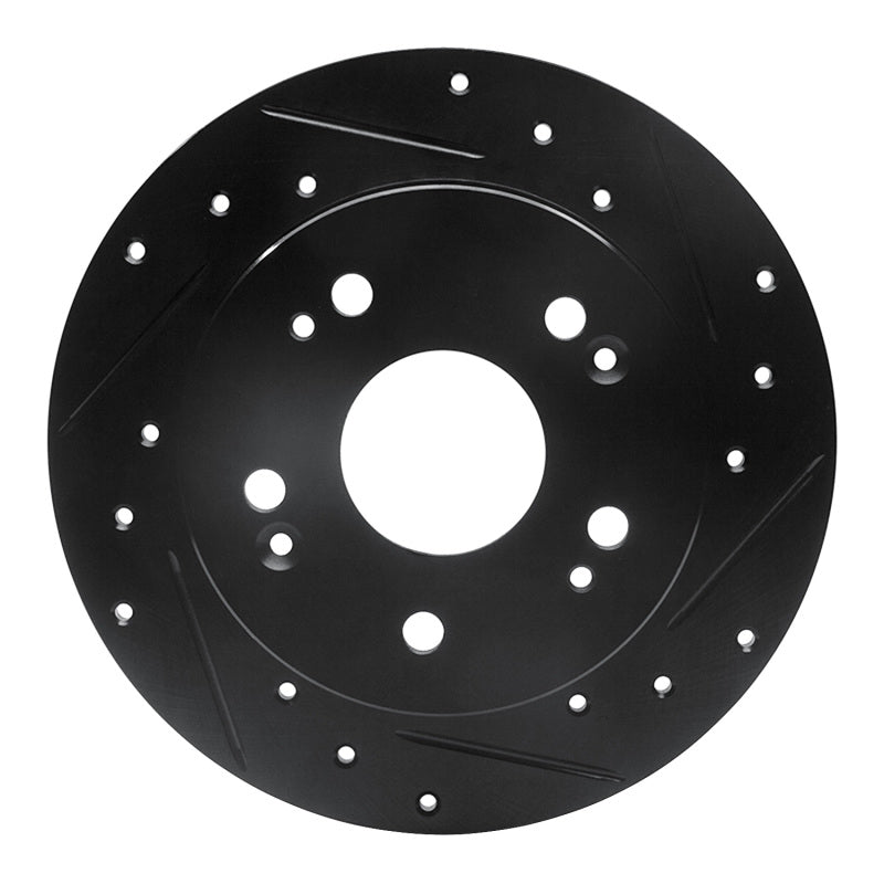 R1 97-15 Acura CSX Rear Right Drilled &amp; Slotted Black Brake Rotor