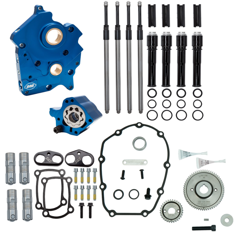 S&amp;S Cycle 2017+ M8 Water Cooled Models Gear Drive Cam Chest Kit w/o Cam - Black Pushrod Tubes