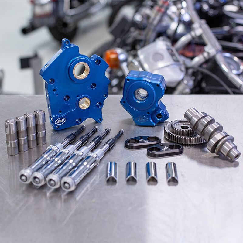 S&amp;S Cycle 2017+ M8 Models Gear Drive 475G Cam Chest Kit w/ Chrm Pushrod Tubes - Oil Cooled Incl. VVT