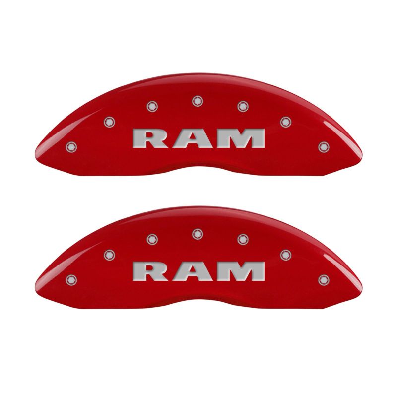 MGP 4 Caliper Covers Engraved Front &amp; Rear RAM Red finish silver ch