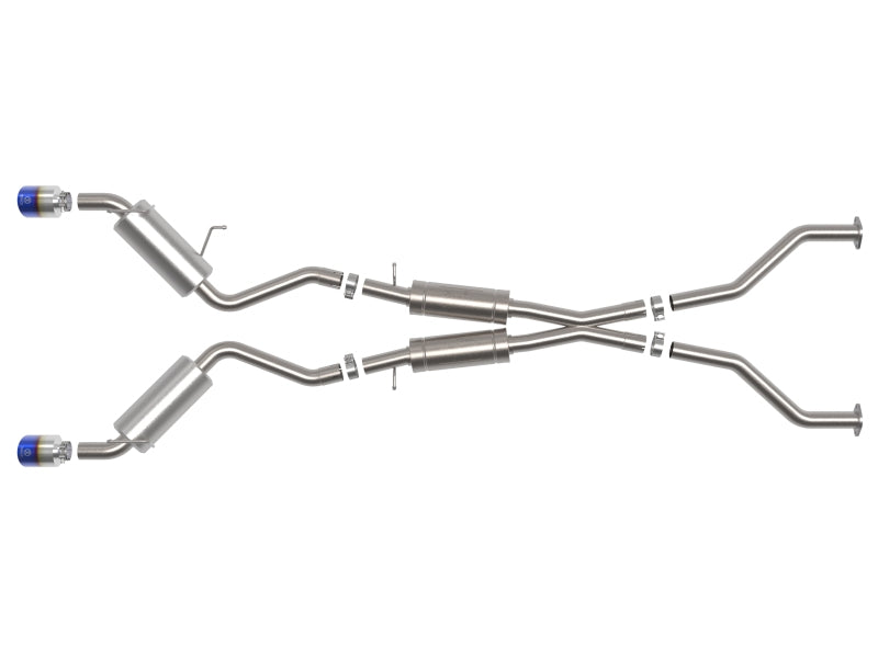 aFe Takeda 09-20 Nissan 370z 2-1/2 IN 304 Stainless Steel Cat-Back Exhaust System w/ Blue Flame Tip