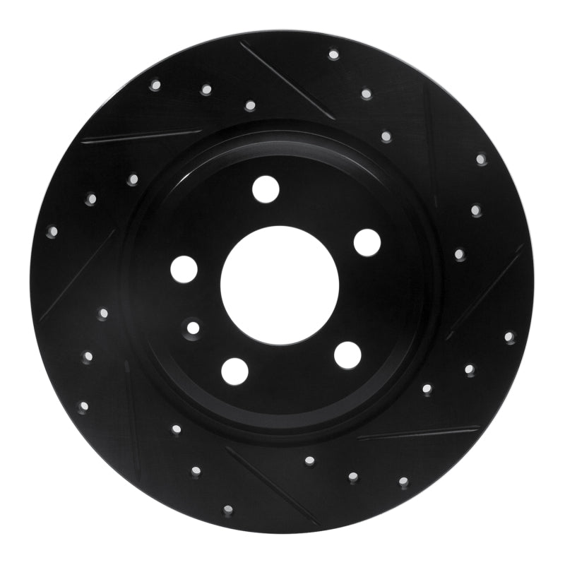 R1 09-25 Audi A4 Rear Right Drilled &amp; Slotted Black Brake Rotor