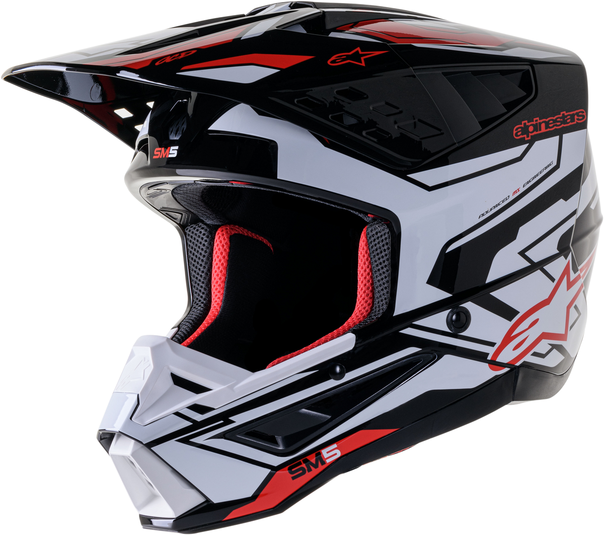 S M5 Action 2 Helmet Blk/Wht/Brt Rd Glossy Md