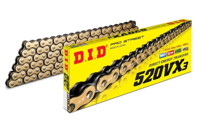 D.I.D X-RING CHAIN 520VX3 GOLD & BLACK 120FB