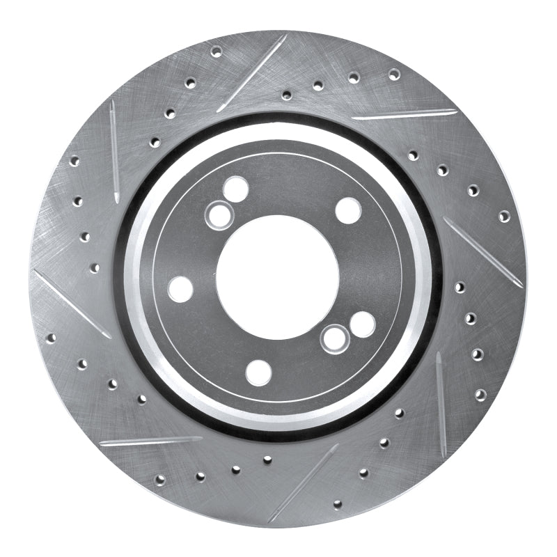 R1 00-06 BMW M5 Rear Left Drilled &amp; Slotted Silver Brake Rotor