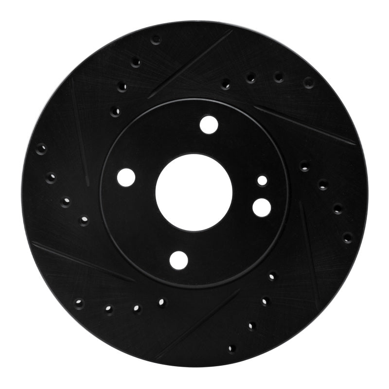 R1 94-02 Mazda Miata Front Left Drilled &amp; Slotted Black Brake Rotor