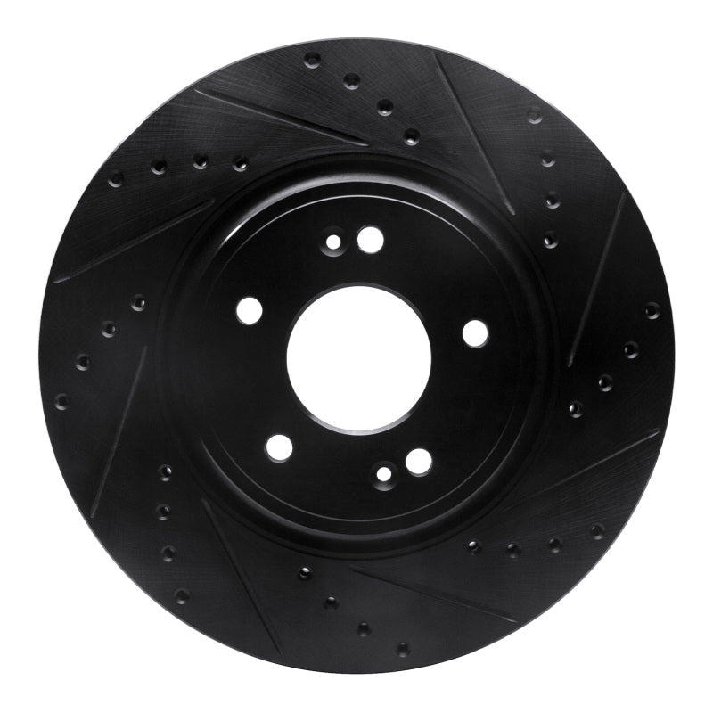 R1 18-23 Genesis G70 Front Right Drilled &amp; Slotted Black Brake Rotor