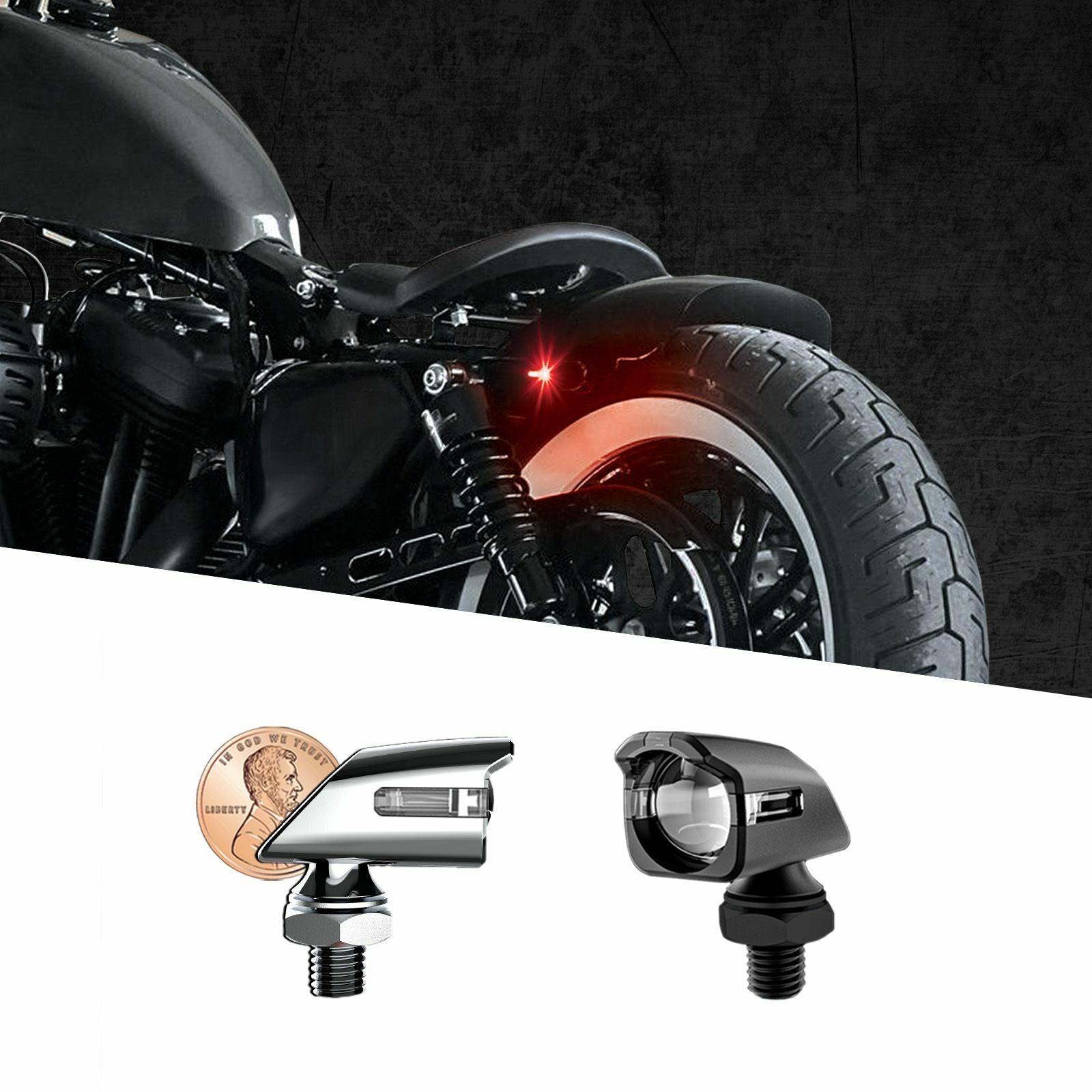 Mini Led Turn Signal Black Amber Pair