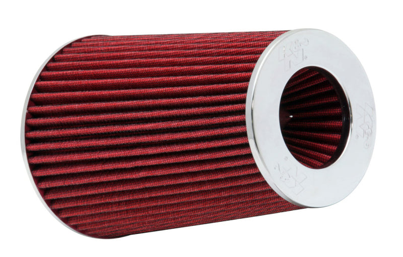 K&amp;N Universal Air Filter Chrome Round Tapered Red - 4in Flange ID x 1.125in Flange Length x 9.5in H