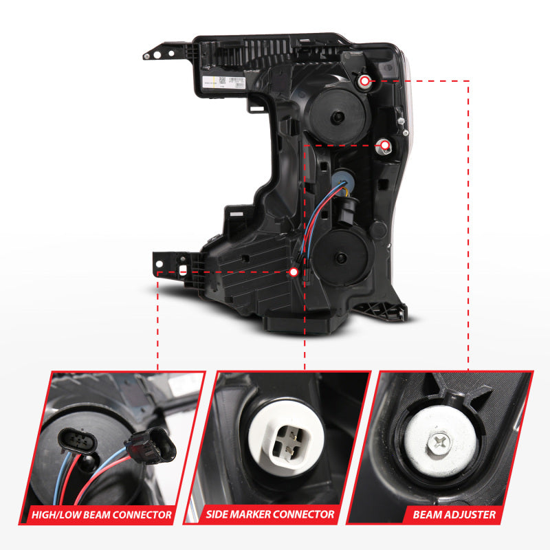 ANZO 20-22 Ford Super Duty (Halogen) Z-Series Full LED Proj Headlights SeqSig - Pass. Side ONLY