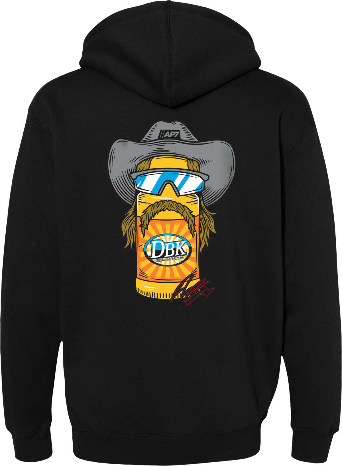Stache Mullet Moto Yth Hoodie Black Yl