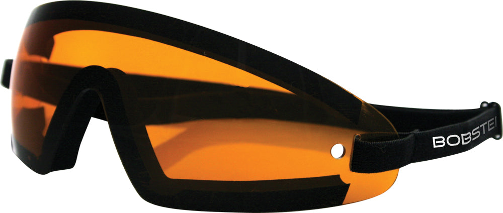 Wrap Around Sunglasses Black W/Amber Lens