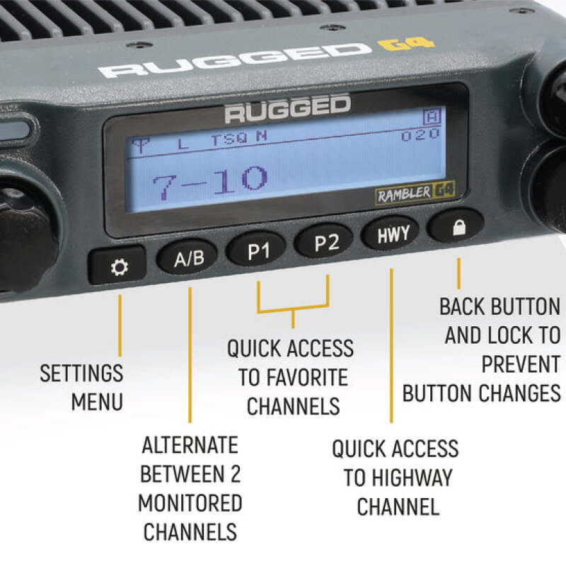 Rugged Radios Rambler G4 GMRS Band Mobile Radio with Stealth Antenna