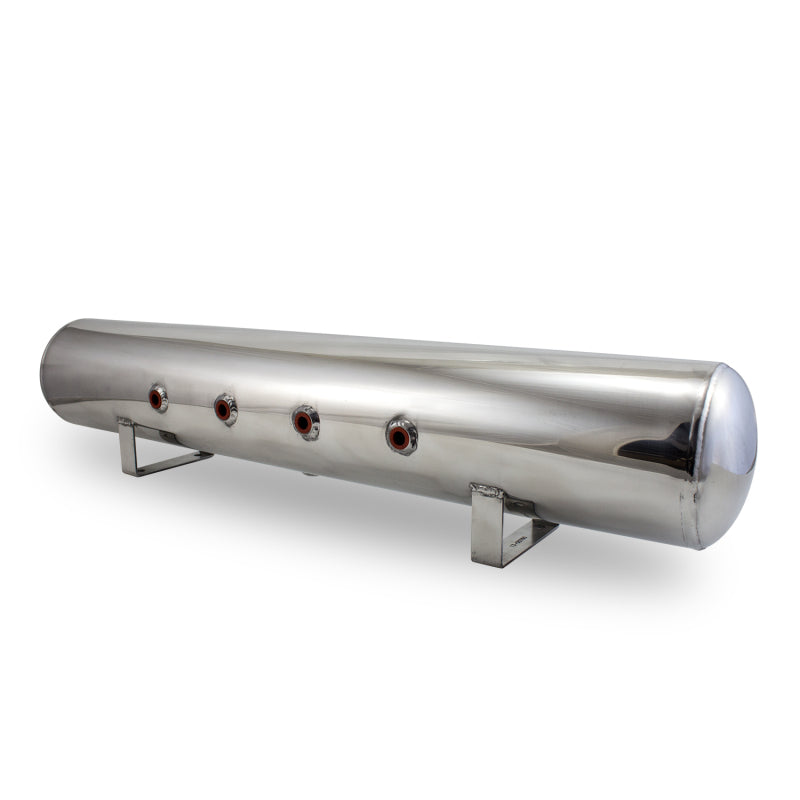 Air Lift 5 Gal Alum Air Tank - (4) 3/8in Face Ports &amp; 1/4in Drain Port - 36in L X 6in D - Polished