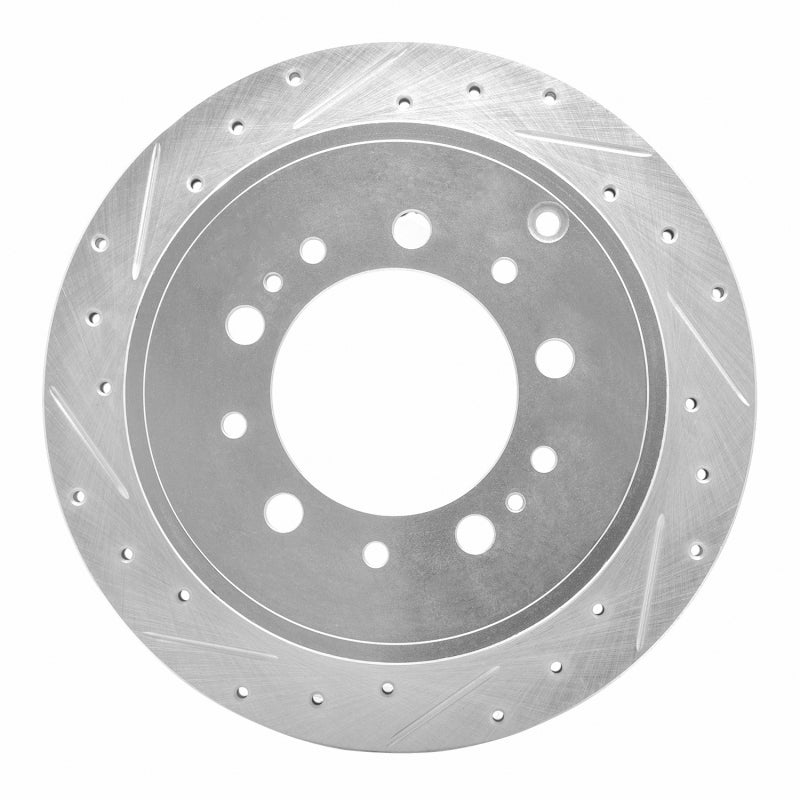 R1 17-21 Toyota Land Cruiser Rear Left Drilled &amp; Slotted Silver Brake Rotor