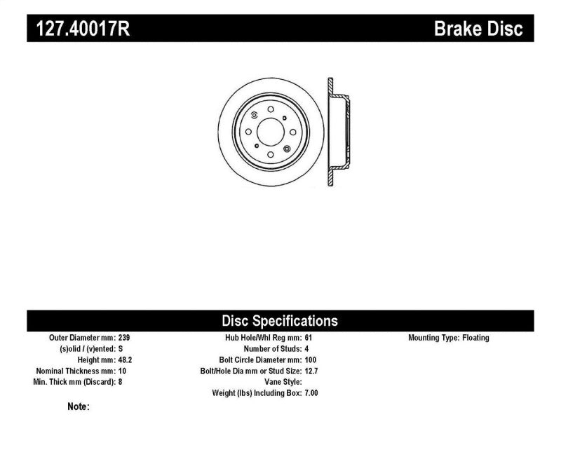 StopTech 90-96 Acura Integra / 97-01 Integra (Exc. Type R) Slotted &amp; Drilled Right Rear Rotor