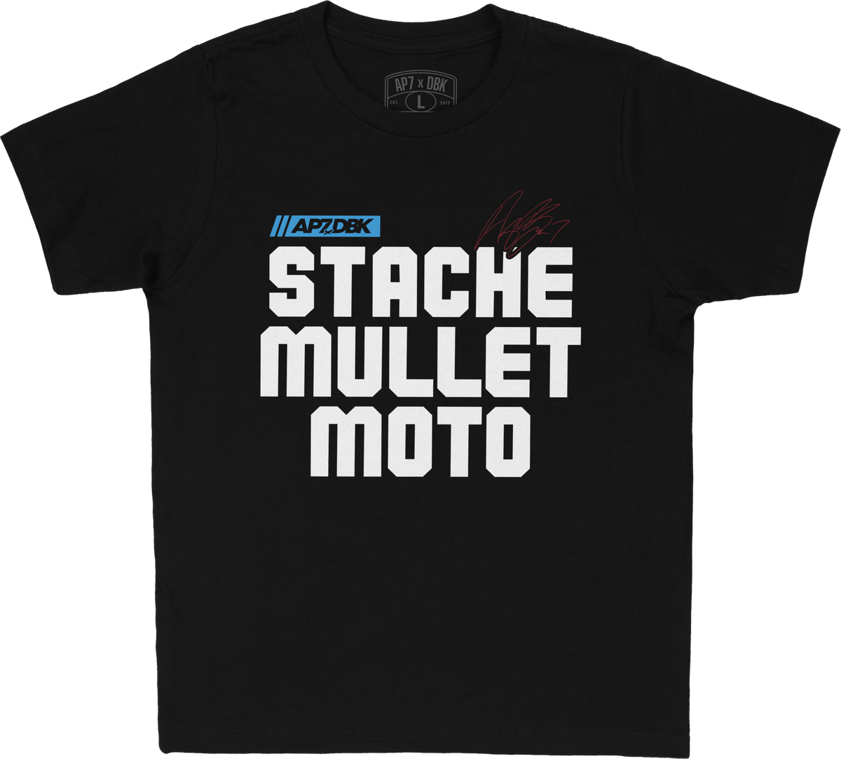 Stache Mullet Moto Youth Tee Black Ys