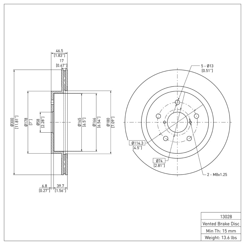 DFC 15-25 Subaru Legacy Rear Brake Rotor