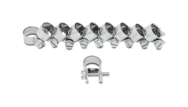 Vibrant Fuel Injector Style Mini Hose Clamps 11-13mm clamping range Pk of 10 Zinc Plated Mild Steel
