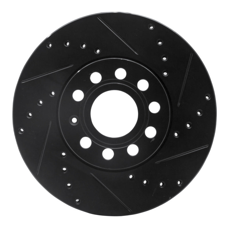 R1 05-25 Audi A3 (Mexico) Front Right Drilled &amp; Slotted Black Brake Rotor
