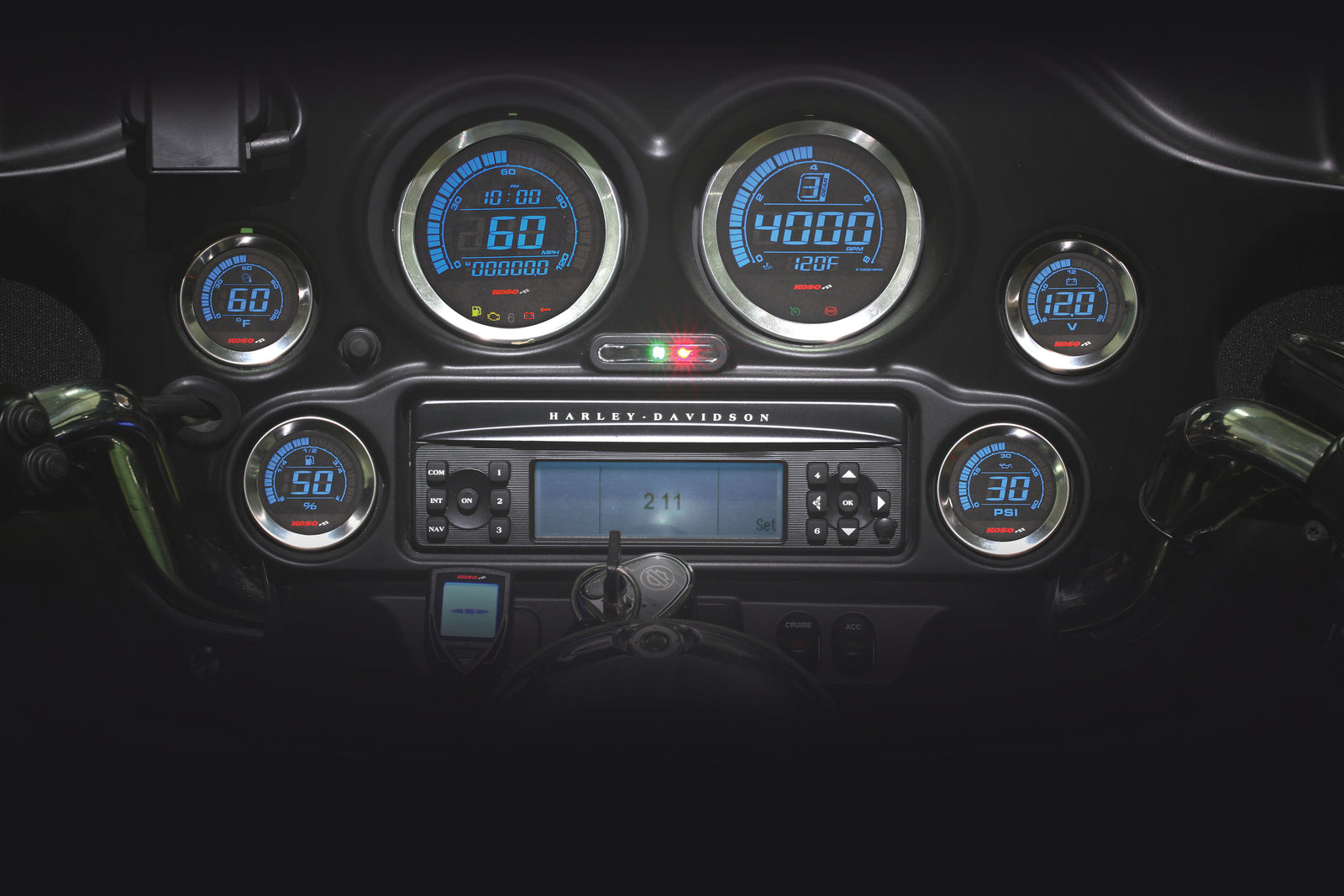 Hd 02 Series Gauge Kit Silver Bezel Oil Temp