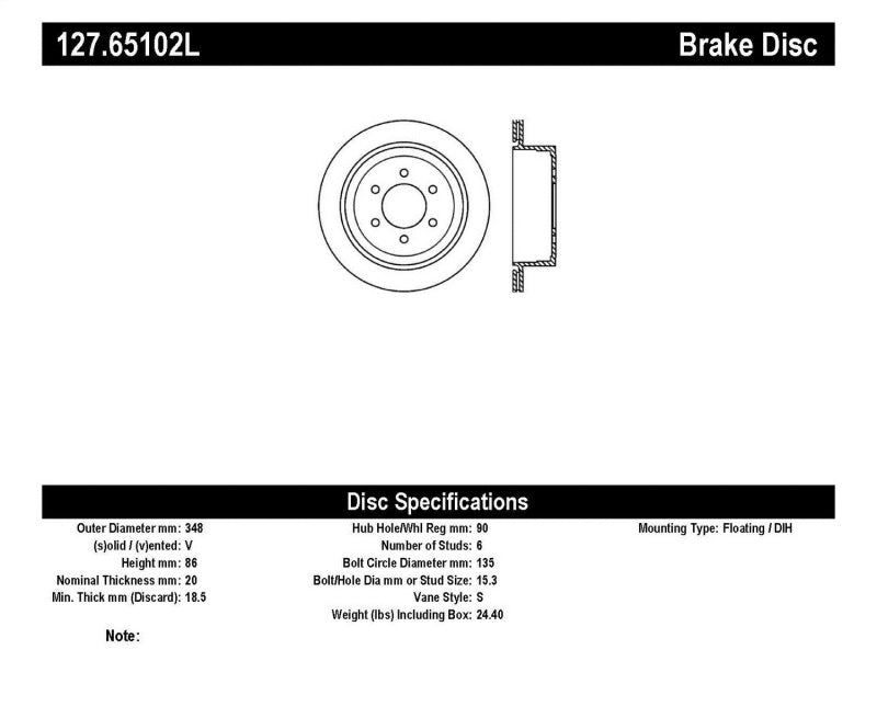 StopTech 04-09 Ford F150 / 06-08 Lincoln Mark LT Rear Left Slotted &amp; Drilled Rotor
